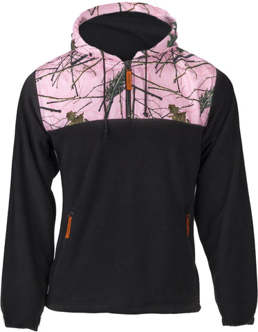 WOMEN'S PINK FOREST CAMO C-MAX HOODED 1/4 ZIP HOODIE