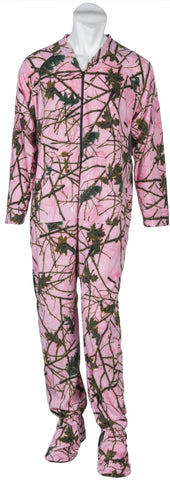 WOMEN'S PINK CAMO DAYSOR FOOTED PJ-LOUNGER