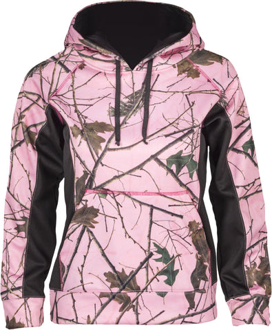 WOMEN'S PINK CAMO XRG SOFT SHELL HOODIE