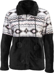 WOMEN'S AZTEC FLANNEL PLUSH FLEECE FULL ZIP JACKET