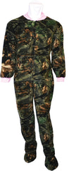WOMEN'S PINK CAMO DAYSOR FOOTED PJ-LOUNGER