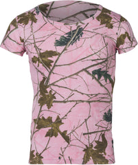 WOMEN'S PINK CAMO RAGLAN STYLE SHORT SLEEVE T-SHIRT