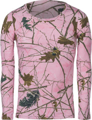 GIRLS PINK FOREST CAMO ALL COTTON LONG SLEEVE T-SHIRT